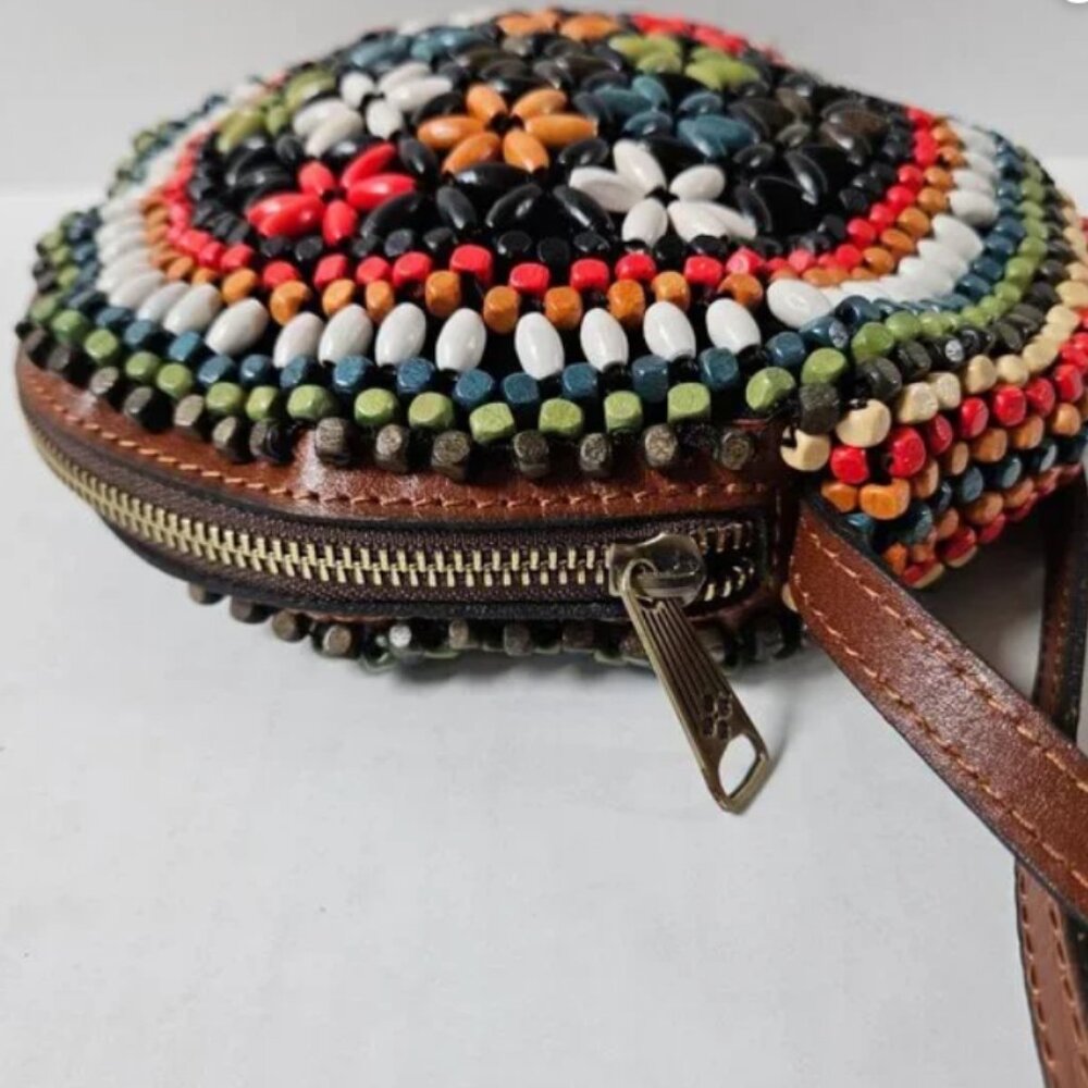 Patricia Nash Scafati Colorful Wooden Bead Canteen Crossbody Bag - Picture 5 of 9